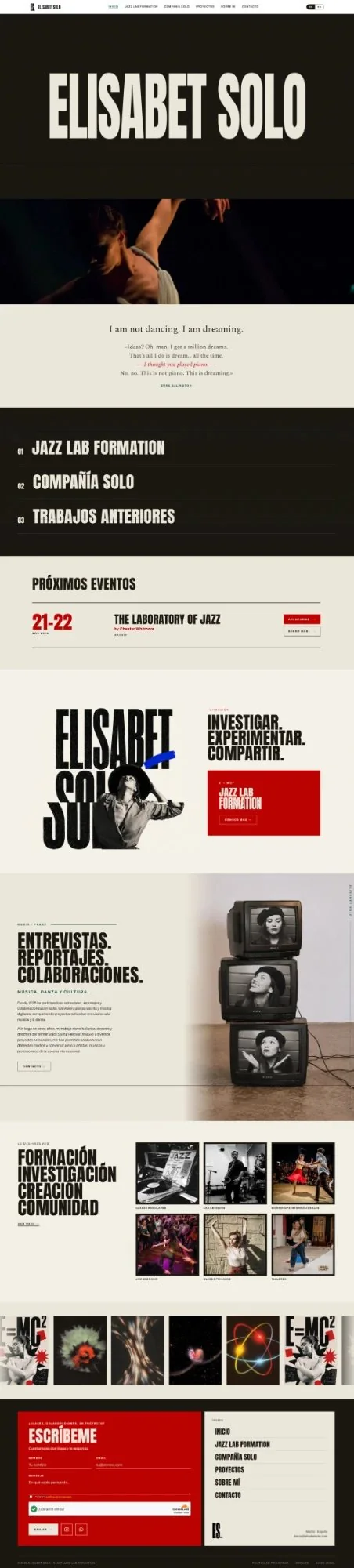 Captura de la web d’Elisabet Solo, de dalt a baix